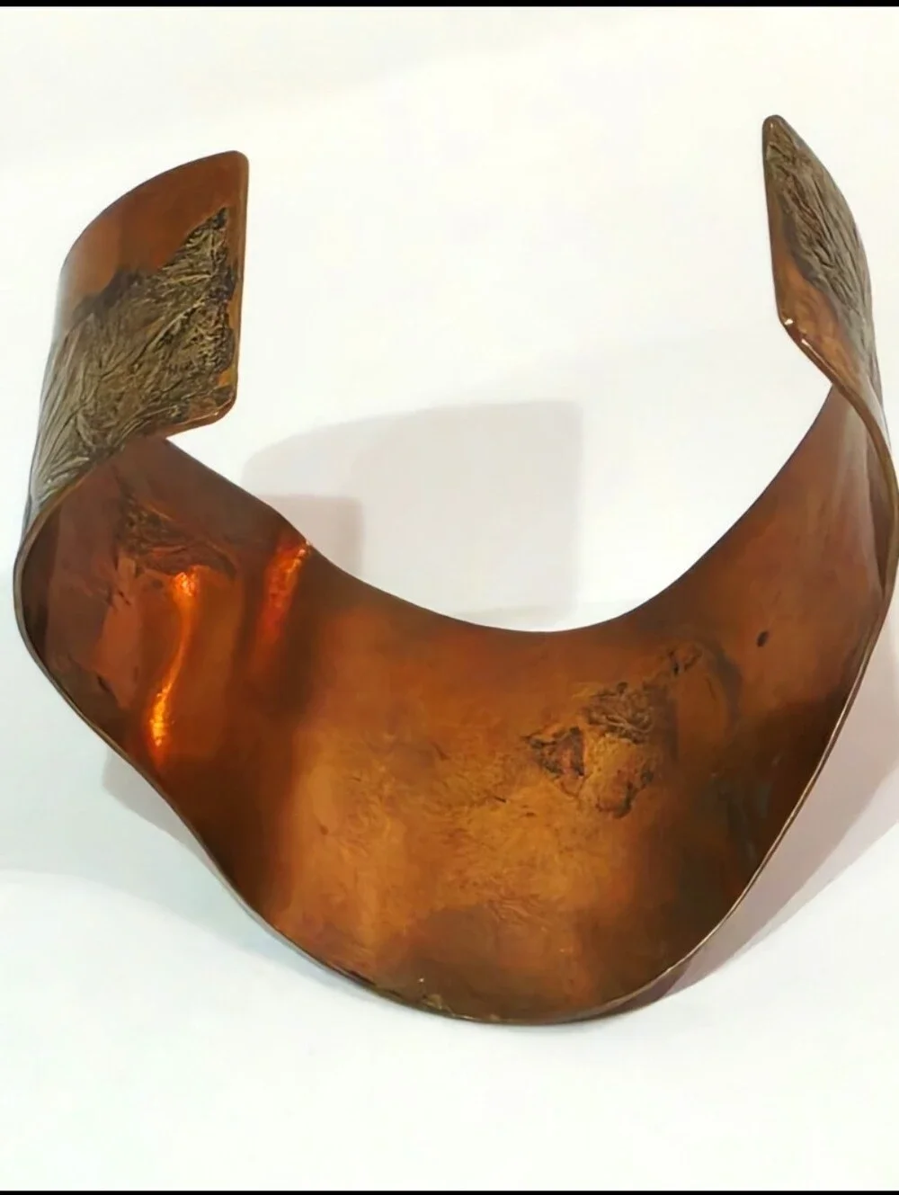 Handcrafted Copper Cuff Bracelet w/ Fused Sterling Silver Textured Design